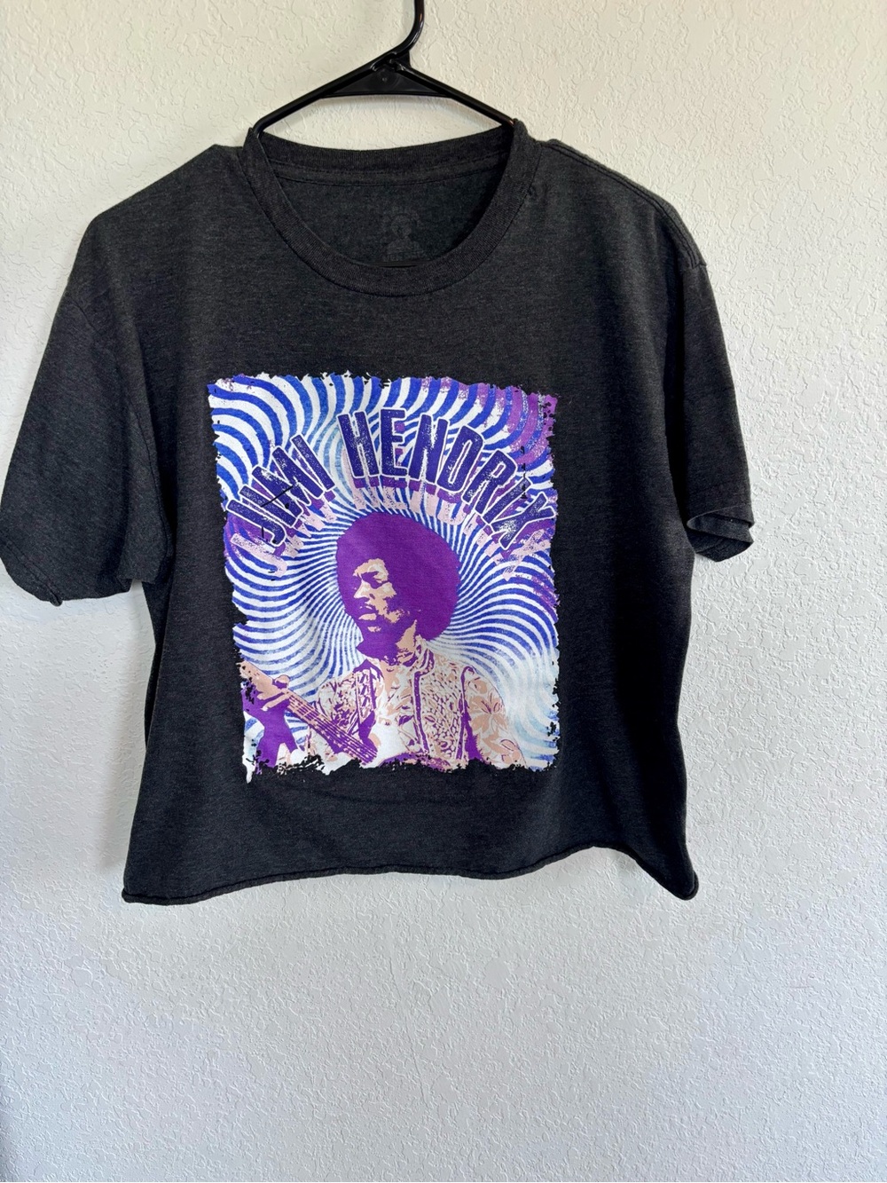 Jimi Hendrix Graphic Crop Tee - Black with Purple Print